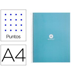 Cuaderno espiral a4 micro antartik dots tapa forrada 80h 90 gr rayado puntos 1 banda 4 taladros celeste