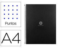 Cuaderno espiral a4 micro antartik dots tapa forrada 80h 90 gr rayado puntos 1 banda 4 taladros negro