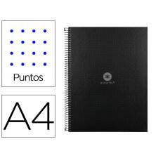 Cuaderno espiral a4 micro antartik dots tapa forrada 80h 90 gr rayado puntos 1 banda 4 taladros negro