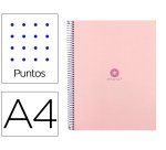 Cuaderno espiral a4 micro antartik dots tapa forrada 80h 90 gr rayado puntos 1 banda 4 taladros rosa