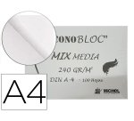 Bloc dibujo multitecnicas michel econobloc mix media din a4 encolado 100 hojas 240 gr/m2 210x297 mm