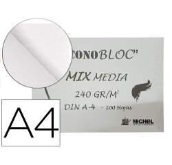 Bloc dibujo multitecnicas michel econobloc mix media din a4 encolado 100 hojas 240 gr/m2 210x297 mm