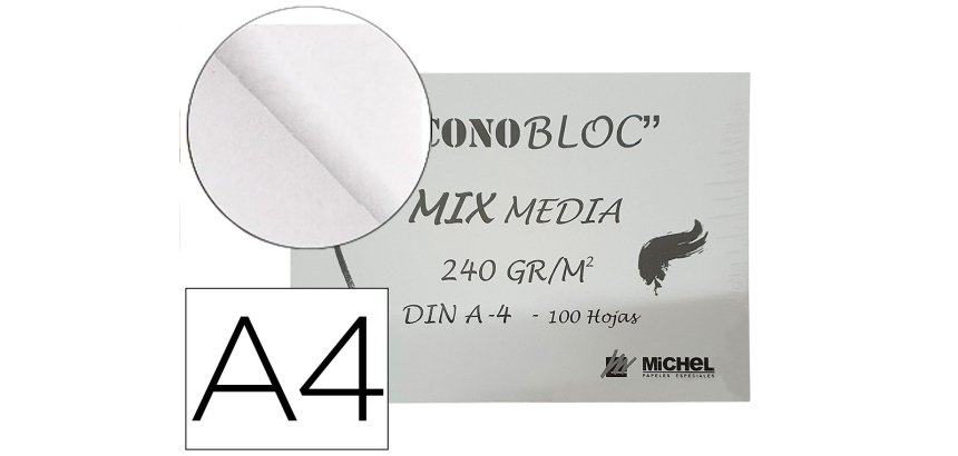 Bloc dibujo multitecnicas michel econobloc mix media din a4 encolado 100 hojas 240 gr/m2 210x297 mm