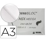 Bloc dibujo multitecnicas michel econobloc mix media din a3 encolado 100 hojas 240 gr 297x420 mm