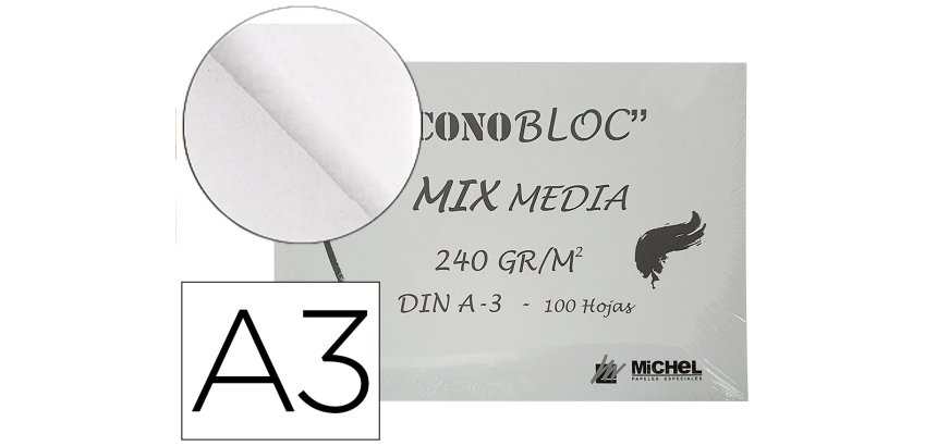 Bloc dibujo multitecnicas michel econobloc mix media din a3 encolado 100 hojas 240 gr 297x420 mm