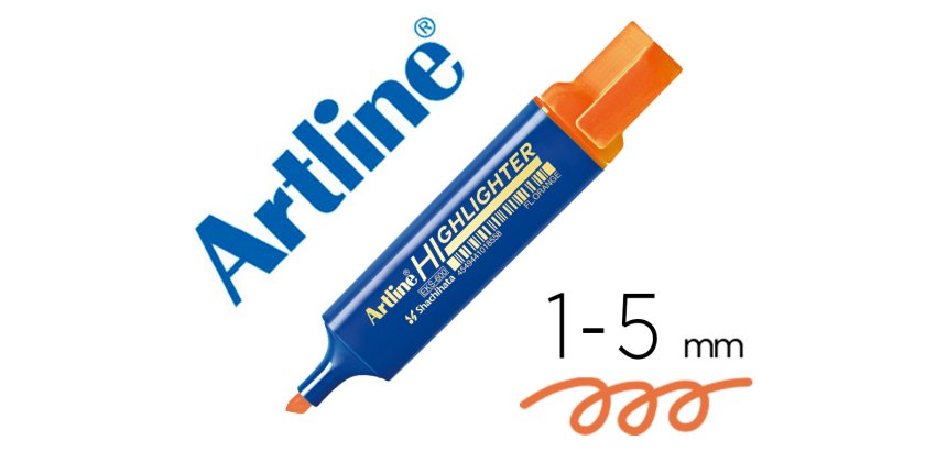 Rotulador artline fluorescente eks-600 naranja punta biselada