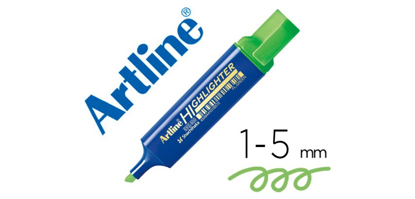Rotulador artline fluorescente eks-600 verde punta biselada