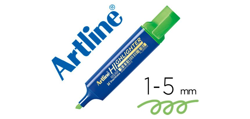 Rotulador artline fluorescente eks-600 verde punta biselada