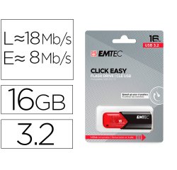 Memoria emtec usb 3.2 click easy 16 gb rojo