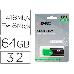 Memoria emtec usb 3.2 click easy 64 gb verde