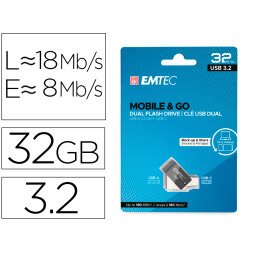 Memoria emtec usb 3.2 dual mobile & go type-c /usb 32 gb