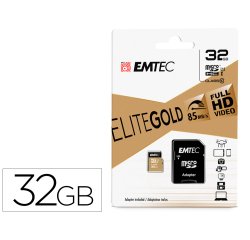 Memoria sd micro emtec class 10 gold con adaptador 32 gb