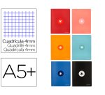 Libreta antartik a5+ plus cosida 48 hojas 90gr cuadro 4mm con margen 6 colores surtidos