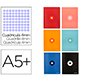 Libreta antartik a5+ plus cosida 48 hojas 90gr cuadro 4mm con margen 6 colores surtidos
