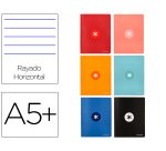 Libreta antartik a5+ plus cosida 48 hojas 90gr rayado horizontal con margen 6 colores surtidos