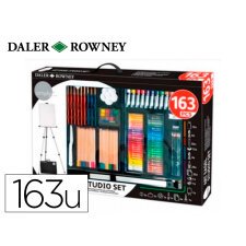 Set de pinturas daler rowney 163 piezas con caballete de aluminio plegable 500x70x727 mm