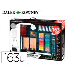 Set de pinturas daler rowney 163 piezas con caballete de aluminio plegable 500x70x727 mm