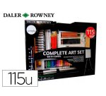 Set de pinturas daler rowney 115 piezas con caballete de aluminio plegable 457x73x584 mm