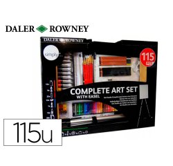 Set de pinturas daler rowney 115 piezas con caballete de aluminio plegable 457x73x584 mm