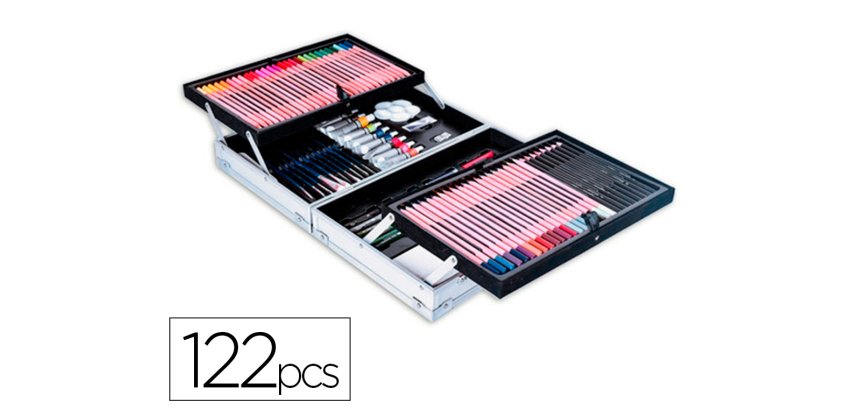 Maletin de pinturas daler rowney metalico 122 piezas 347x94x240 mm
