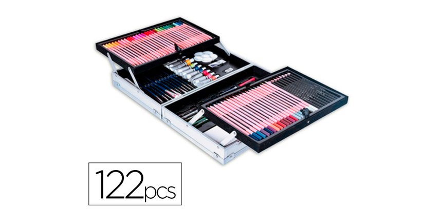 Maletin de pinturas daler rowney metalico 122 piezas 347x94x240 mm
