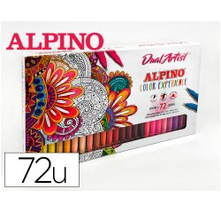 Rotulador alpino dual artist doble punta color experience estuche de 72 unidades colores surtidos