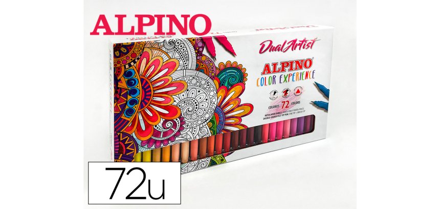 Rotulador alpino dual artist doble punta color experience estuche de 72 unidades colores surtidos