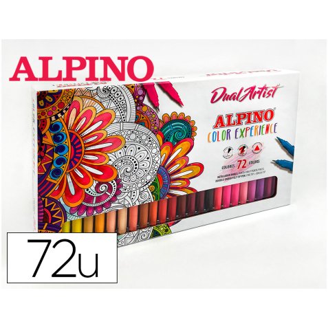 Rotulador alpino dual artist doble punta color experience estuche de 72 unidades colores surtidos