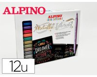 Rotulador alpino metallic lettering doble punta estuche de 12 unidades colores surtidos