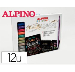 Rotulador alpino metallic lettering doble punta estuche de 12 unidades colores surtidos