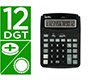 Calculadora liderpapel sobremesa xf39 12 digitos solar y pilas color negro 190x140x32 mm 40% reciclada