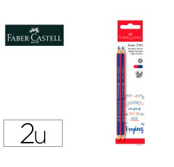 Lapices bicolor fino faber castell 2160-rb hexagonal rojo/azul blister de 2 unidades