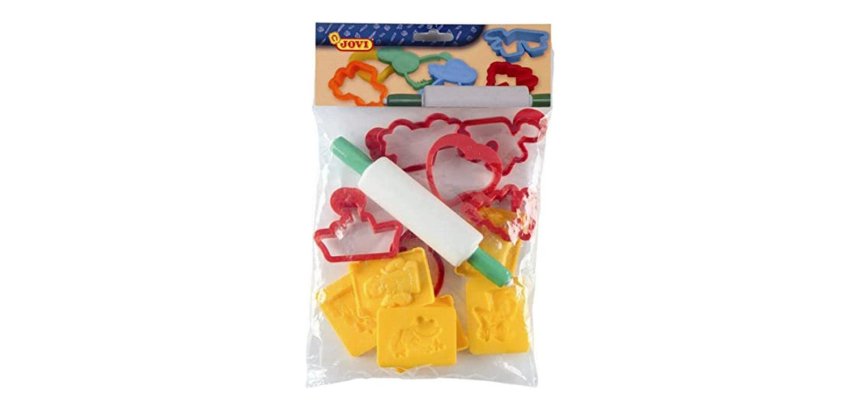 Juego jovi rodillo para plastilina + 12 moldes formas surtidas