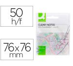 Bloc de notas adhesivas quita y pon q-connect 76x76 mm removible plastico translucido blanco 50 hojas