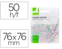 Bloc de notas adhesivas quita y pon q-connect 76x76 mm removible plastico translucido blanco 50 hojas