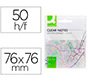 Bloc de notas adhesivas quita y pon q-connect 76x76 mm removible plastico translucido blanco 50 hojas