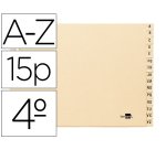 Indice alfabetico liderpapel cartulina para archivador 15 posiciones a-z cuarto apaisado