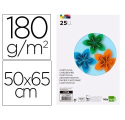 Cartulina liderpapel 50x65 cm 180g/m2 25 colores surtidos paquete de 25 hojas