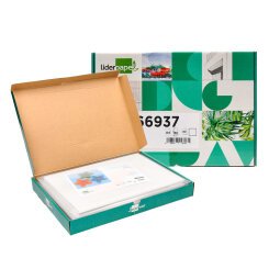 Cartulina liderpapel a4 180g/m2 blanco paquete de 25+5 hojas en carpeta dossier transparente con cierre velcro