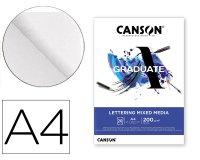 Bloc dibujo multitecnicas canson graduate lettering mixed media 210x297 mm cm 20 hojas 200 gr/m2