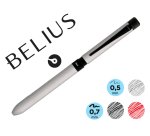 Boligrafo belius zurich 3 en 1 cuerpo plateado tinta negra y roja portaminas 0,5 mm en estuche
