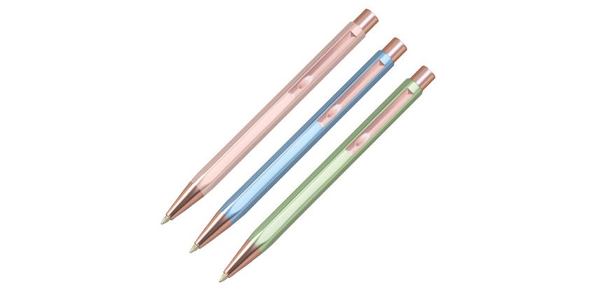 Boligrafo belius brela cuerpo hexagonal con clip colores pasteles caja de regalo con 3 boligrafos