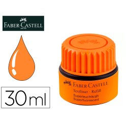 Tinta rotulador faber castell textliner fluorescente 1549 con sistema capilar color naranja bote 30 ml