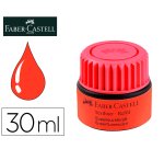 Tinta rotulador faber castell textliner fluorescente 1549 con sistema capilar color rojo bote 30 ml