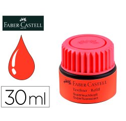 Tinta rotulador faber castell textliner fluorescente 1549 con sistema capilar color rojo bote 30 ml