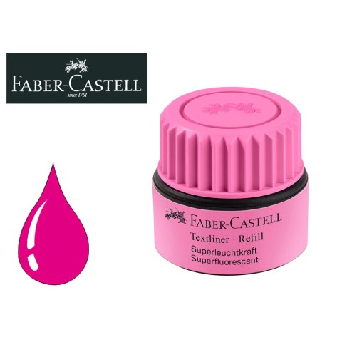 Tinta rotulador faber castell textliner fluorescente 1549 con sistema capilar color rosa bote 30 ml