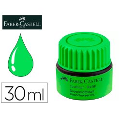 Tinta rotulador faber castell textliner fluorescente 1549 con sistema capilar color verde bote 30 ml