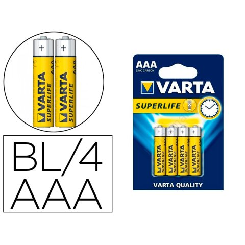 Pilas varta salina superlife AAA Tipo R-03 blister de 4 unidades