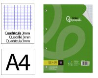 Recambio liderpapel A4 100 hojas 100g/m2 cuadro 3mm con margen 4 taladros