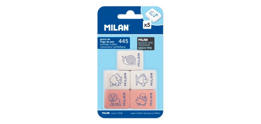 Goma de borrar milan 445 blister de 5 unidades